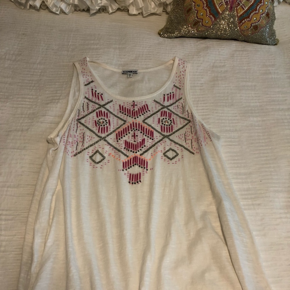 Express white tank top with pink bling